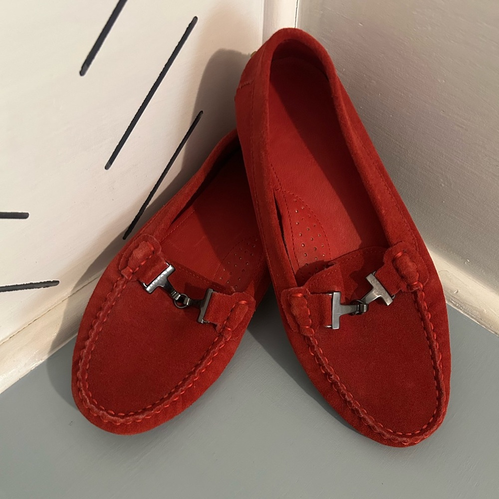 Tod's Vibrant Red Suede Loafers